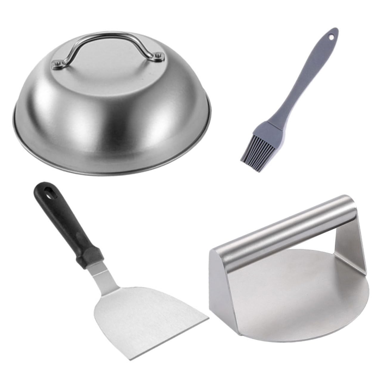 Presse burger acier inoxydable Lurrose avec spatule métallique pour écraser la viande de barbecue