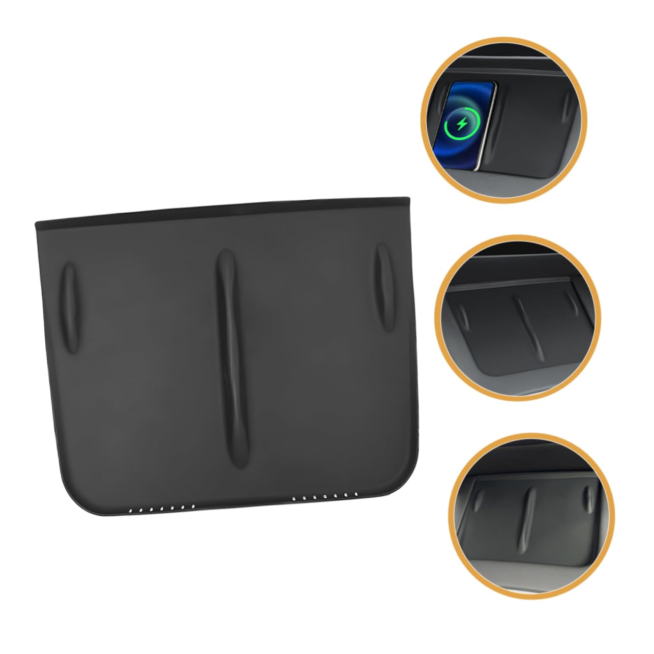 HEALLILY Charging Pad Center Console Charger Mat Dashboard Charging Mat -Slip Protective Pad -Skid Silicone Mat -Skid Pad Cover Black