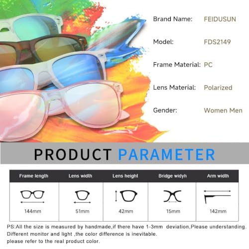 Image of FEIDUSUN Sunglasses Men Polarized Sunglasses for Mens and Womens,Black Retro Sun Glasses Driving Fishing UV Protection
