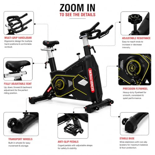 Image of Transformer Spin Bike - 24KG Flywheel, Adjustable Resistance, Indoor Cycling Exercise Bike for Home & Gym with Emergency Brake System XB-5816
