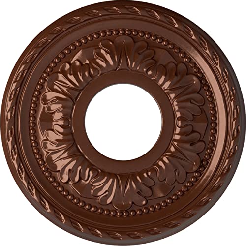 Image of Ekena Millwork CM11PMCPS 11 3 /8 inchOD X 3 5 /8 inchID X 7 /8 inchP Palmetto Ceiling Medallion Fits Canopies Up to 4 1 /2 inch, Copper Penny
