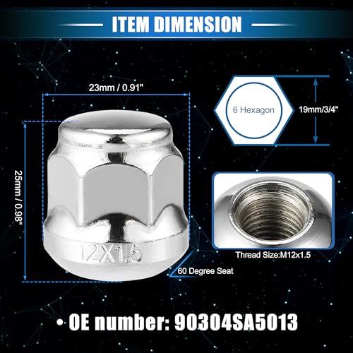 Image of 5 Pcs Wheel Lug Nuts Compatible for Honda Accord Civic, Durable Chorme Plated M12x1.5 Carbon Steel Silver Tone Tire Lugnuts