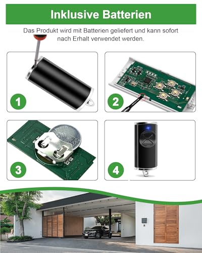 H0rmann BS Handsender HSE2-868-BS, HSE4-868-BS, HS1-868-BS, HS4-868-BS, 868MHz, 2 Kanäle, Rolling Code, mit Batterie, Garagenöffner Fernbedienung Ersatz-Fernbedienung Remote Control