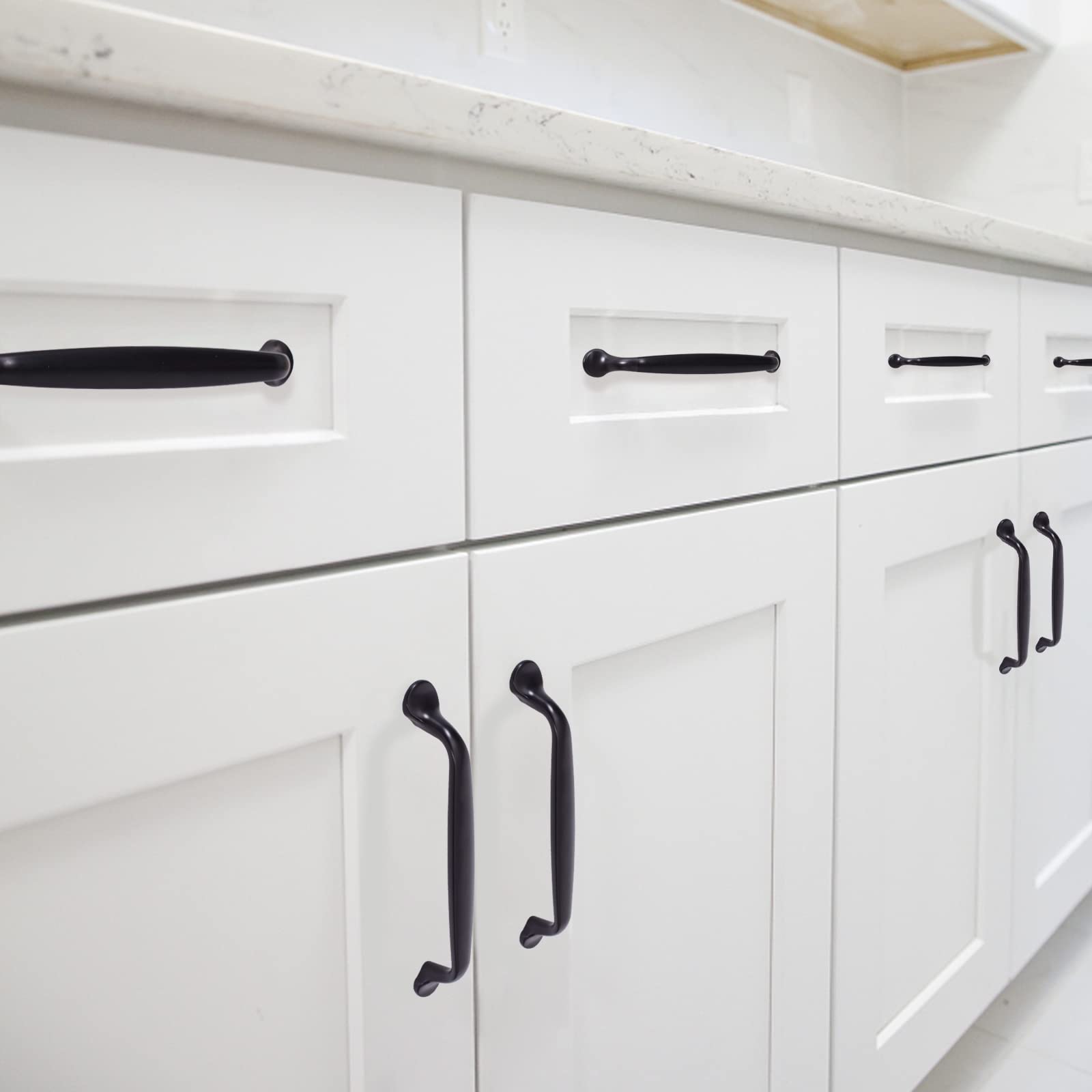 KHTUMEWARE-88013 Matte Black Cabinet Pulls CTC 5 in (128 mm) 10-Pack in Matte Black — KHTUMEWARE