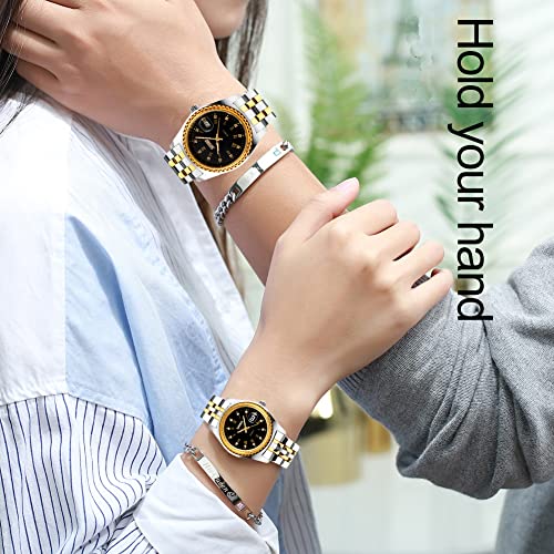SKMEI Watches for Couples Men and Women His and Hers Pair Watch Set Husband Wife Valentines Matching Wedding Gifts Classic Stainless Luxry Business Waterproof Quartz Analog Wrist Watch