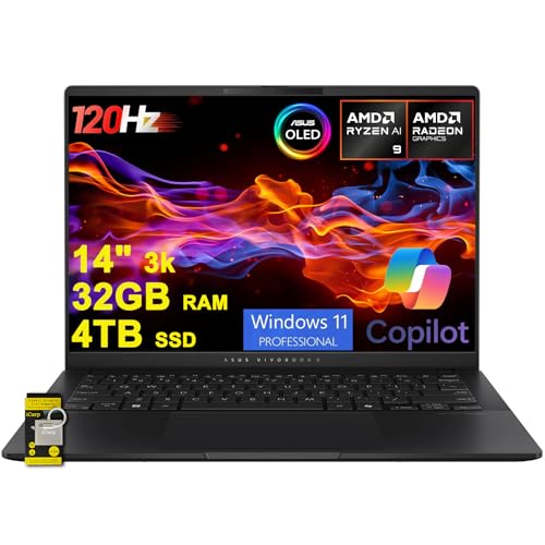 ASUS Vivobook S 14 AIڃm[gp\R 14C` 3K OLED 120Hz ^&y AMD 10RA Ryzen AI 9 365 Wi-Fi 6E 32GB RAM 4TB SSD NGC^[ fUCi[ rWlX v