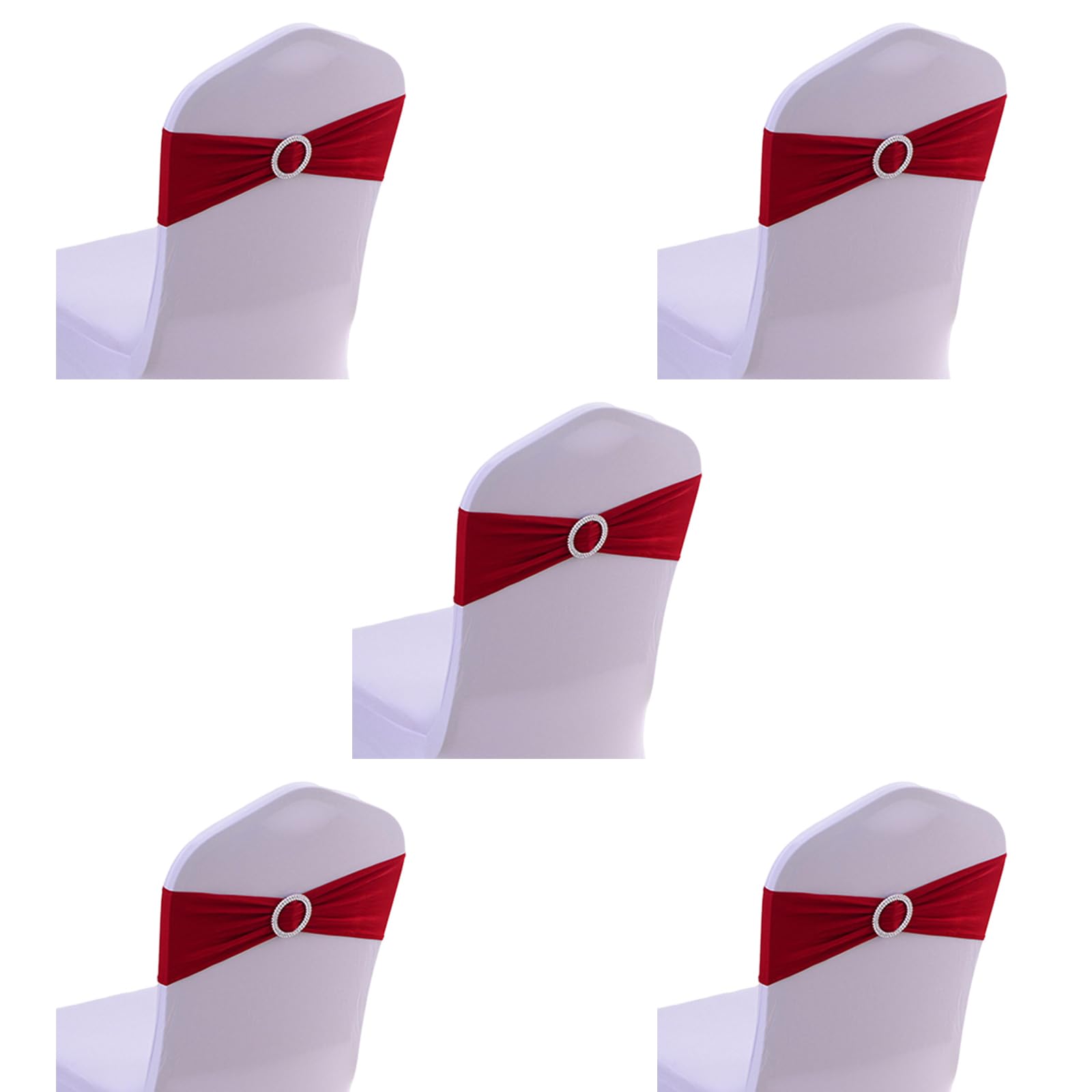 Nucelit 5Pcs Spandexs Chair Cover Band Ribbon Chair Tie Back for Party Banquets Wedding Decoration Knots Bows Stretch Cover