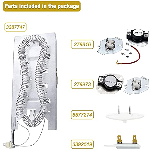 WP3387747 3387747 Dryer Heating Element Kit-Compatible With Whirlpool Cabrio Kenmore He2 Kenmore Elite He3 Maytag Dryers- GEW9250PW0 GEQ9800PW1 WD05X30818 GEQ9800PW2 GEQ9800PW1 MEDB835DW4 By TOMOON by TOMOON - Image 4