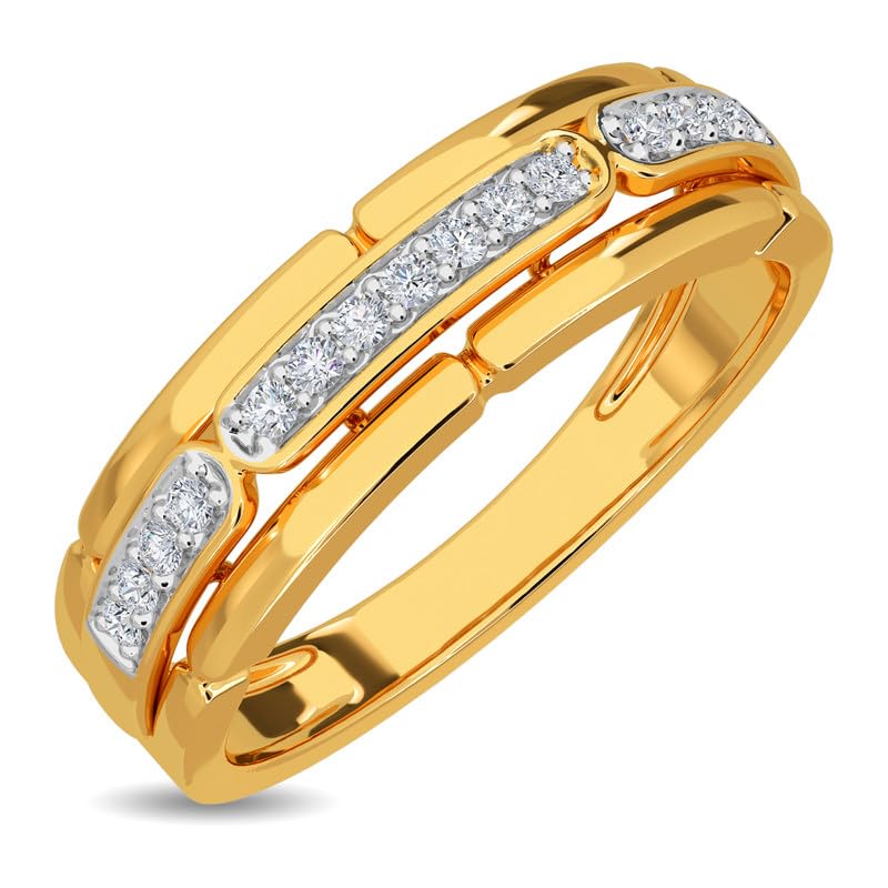 Image of KISNA 14k / 18k Real Gold & Diamond Ring | Diwali, Rakhi Rakshabandhan Gift for Brother, Husband | With Certificate of Authenticity & BIS-Hallmarked Gold Jewellery | Julian Diamond Ring For Him