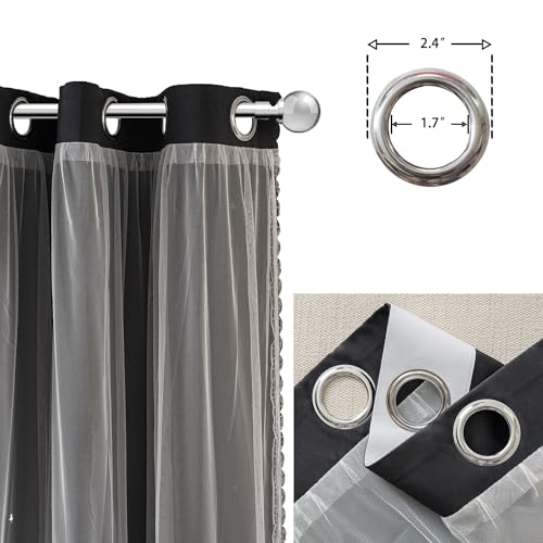 Image of Yancorp Black Curtains for Bedroom Living Room Thermal Insulated Kids Curtain Hollow-Out Star Window Nursery Curtain 96 inches Length Room Darkening Grommet(Black,52 * 96),1 Panel
