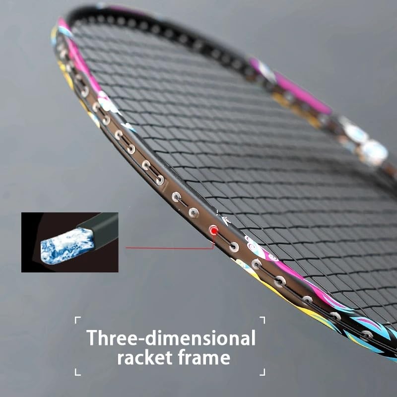 Badminton Set Racchetta da Badminton Professionale Leggera in Fibra di Carbonio 57 Grammi, incordata, Racchette 32 libbre con Custodia for Le Corde, Racchetta Speed ​​Sports
