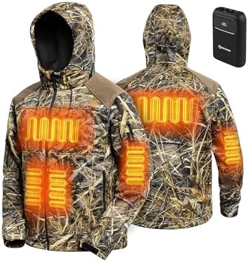 ANTARCTICA GEAR Heated Hunting Jacket for Men with 12V 15000mAh Battery Pack, Hoodie Winter Heated Work Jacket