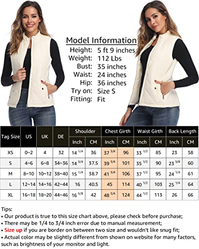 Longking Women's Vest, Stand Collar Lightweight Zip Quilted Vest For Women Off White Xs #TOP3