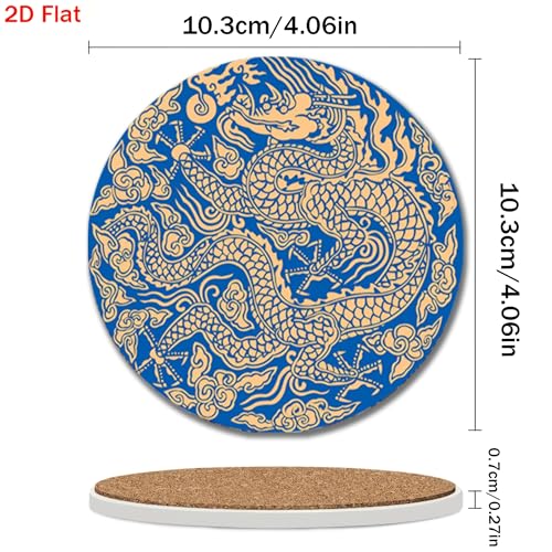Image of 6pcs Dragon Pattern Coaster Set | Absorbent, Home Insulation Mats, Suitable for Family Gatherings, Cafes, Offices, All Occasions, Home Decor Christmas Gifts, Size Inches X Inches