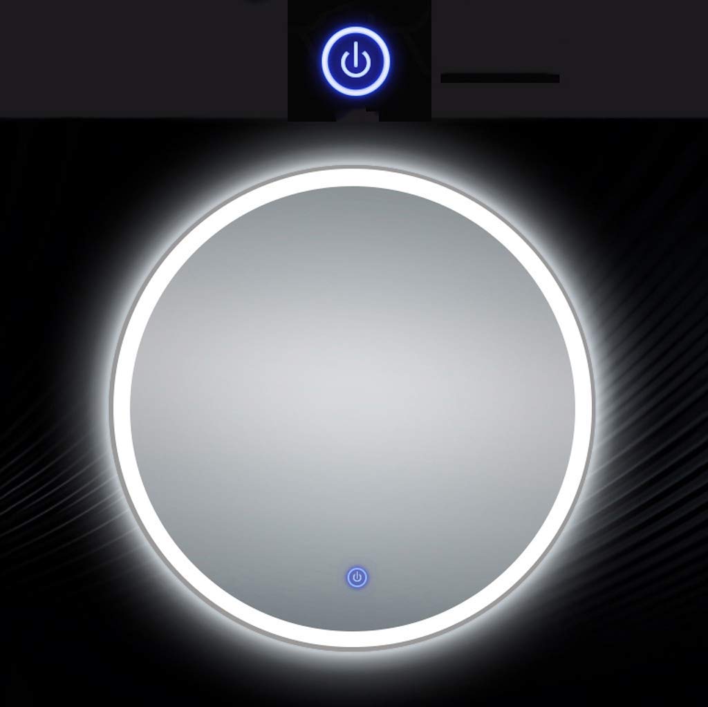 Miroir mural LED rond 60cm sans cadre MU avec éclairage deux tons pour maquillage de salle de bains
