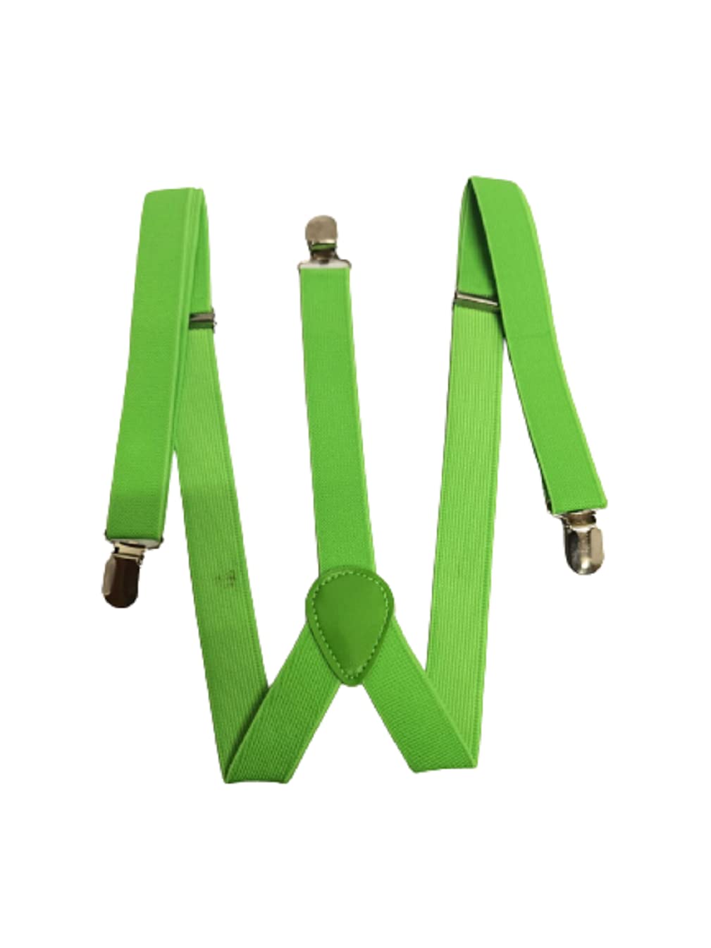 L&C® MENS LADIES UNISEX ADJUSTABLE SLIM BRACES TROUSER SUSPENDERS FANCY DRESS CLIP ON (Bright Green)
