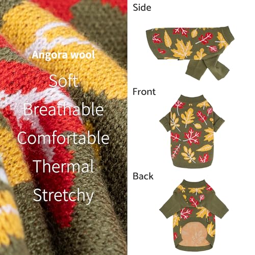 Image of Fitwarm Maple Dog Sweater, Thermal Dog Winter Clothes for Small Dogs Boy Girl, Fall Pet Outfit, Red, Yellow, White, Olive Green, XL