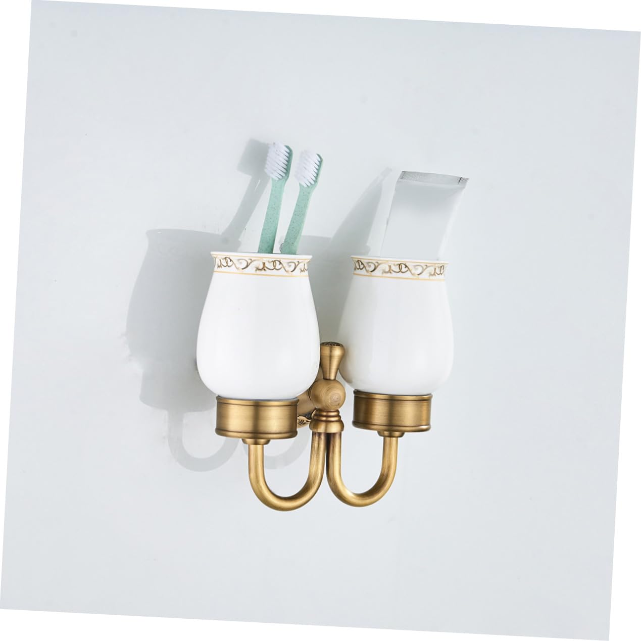 Portavasos Doble De Cobre Antiguo para Cepillos De Soporte De Pared para Tazas De Cerámica para Decoración De Baño