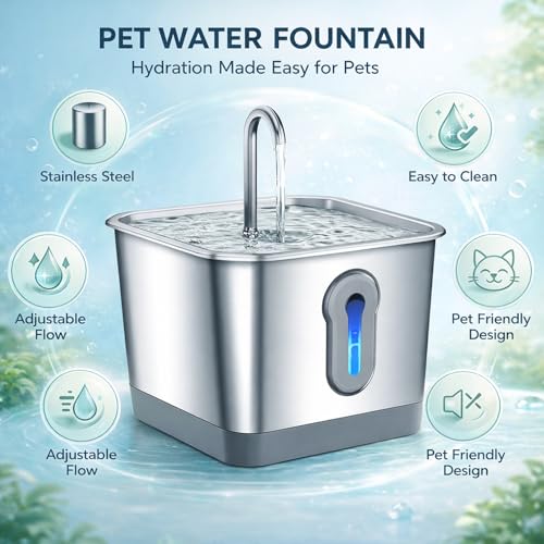 Fuente automática para agua de gato acero inoxidable 3.5L miniatura 3