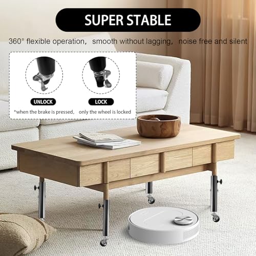 Domigard Table Leg Riser with Wheels, 4pcs Metal Table Leg Extender, Furniture Riser with Adjustable Screw Clamp for Sofa Table Chair Square/Round Suitable Diameter Less Than 1.4inch - Image 3