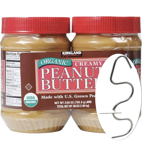 Kirkland Signature Organic Peanut Butter, 28 oz, 2-count, Item 555000. Bundle with MORALZA Eco-Friendly Stainless Steel Peanut Butter Blender - 3 Items.