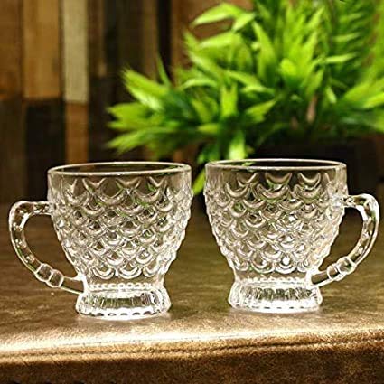 Pinnaz International Crystal Clear Bubble Glass Tea & Coffe Cup Set-6Transparent