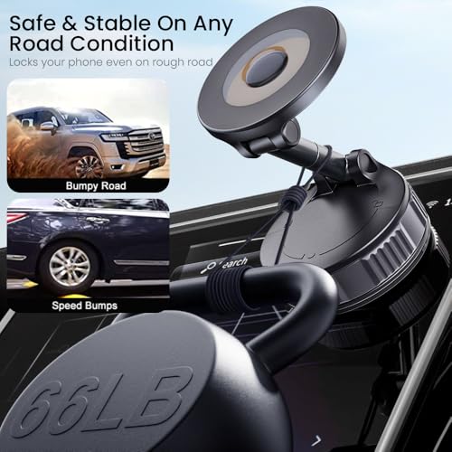 Suporte magnético de telefone para carro Magsafe Suporte de carro dobrável 360° com ímã forte e ventosa a vácuo para iPhone 15/14/13 Pro Max Air Vent Dashboard Suporte de telefone celular