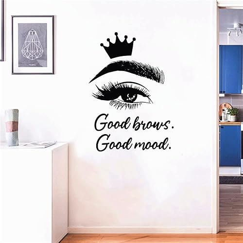 Belleza ojos con corona pestañas cejas decoración de pared pegatinas buenas cejas buen humor cita pestañas etiqueta de pared maquillaje ojo estudio