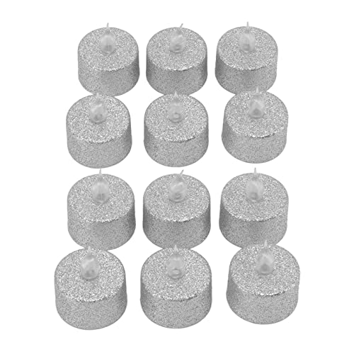 Xnferty 12 Pièces Bougies Votives sans Flamme Vacillantes, Bougie Chauffe-plat LED Brillante, Fausses Bougies électriques, Bougies Chauffe-plat électroniques Décoratives à Piles sans(Argent)