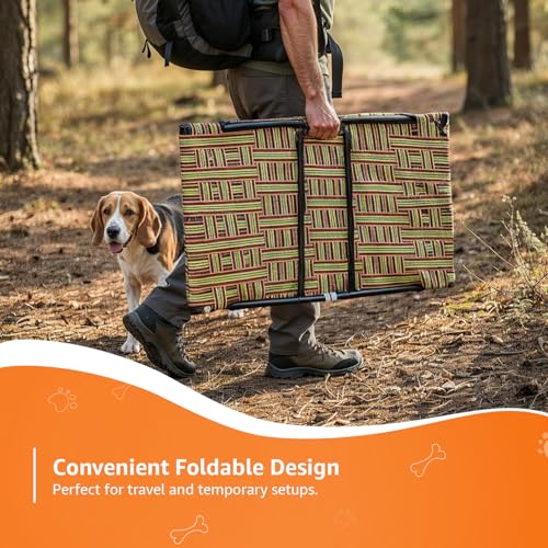 Image of Amazon Basics Leg Fold Dog Pet Bed | Nylon Niwar Durable | 24 x 36 x 12 Inch | Multi-Color