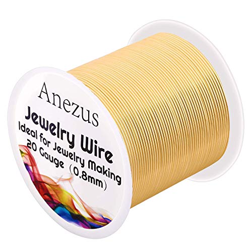 anezus 20 Gauge Jewelry Wire 28 Yards Craft Wire Tarnish Resistant Copper Beading Wire for Jewelry Making Supplies and Crafting(KC Gold)