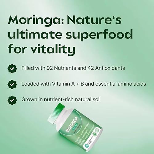 Nlieopda Moringa Powder Capsules - 800Mg Of Pure Nutrient-Rich Moringa Powder - A Natural Green Antioxidant Superfood thumb #1