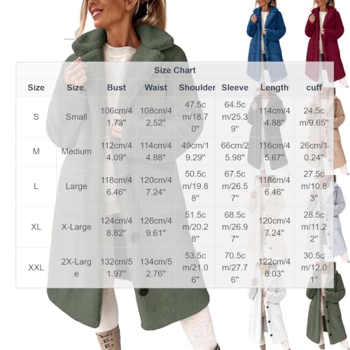 Long Teddy Coat for Women Lapel Sherpa Button Down Fleece Winter Jacket - image 4