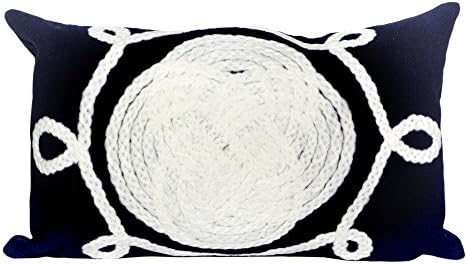 Liora Manne Mystic II Nautical Knot Indoor/Outdoor Pillow, 12 x 20", Navy