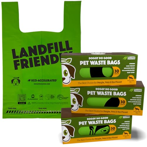 Doggy Do Good Poop Bags for Dogs (90 Ct), Easy Open Dog Poop Bags Single Roll, Certified Home Compostable