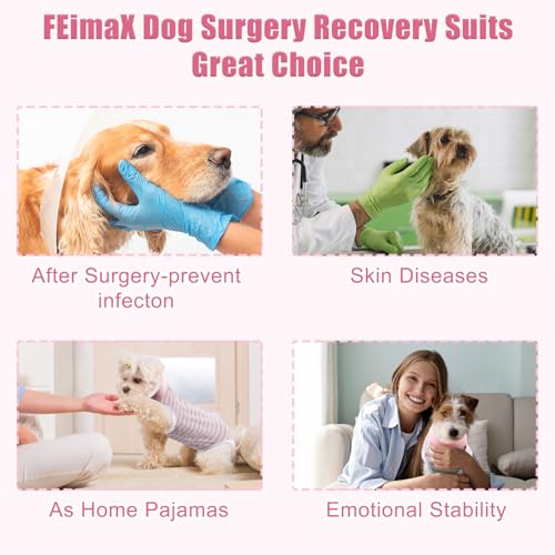 Image of FEimaX Dog Surgery Recovery Suit Female and Male Spay with Pee Hole, Pet Body Suits for Puppy After Spayed, Neuter Surgical Onesie for Small and Medium Dogs Cats, Alternative Bandages E-Collar & Cone