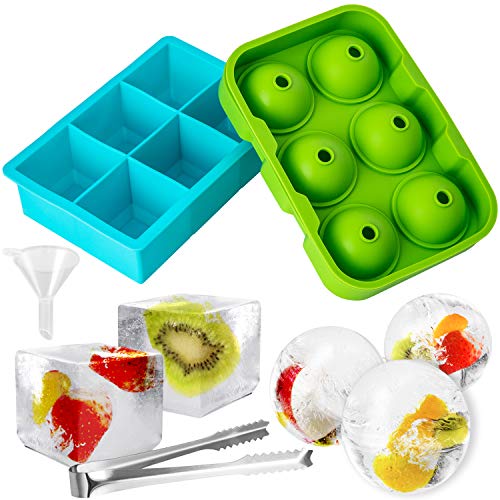 Cubiteras para Hielo Silicona, Gyvalza 2pcs Molde Hielo, Moldes para Cubitos de Hielo, Silicona Sin BPA Bandeja de Hielo para Congelarse Alimentos para Cola, Cócteles, Whisky