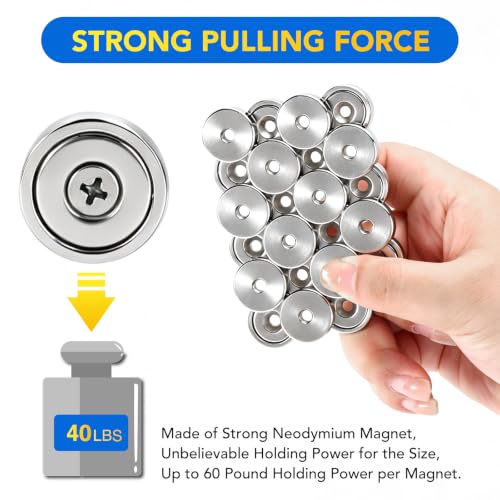 Image of DIYMAG Magnets with Countersunk Hole,0.78 Inch 40LBS 12 Pack