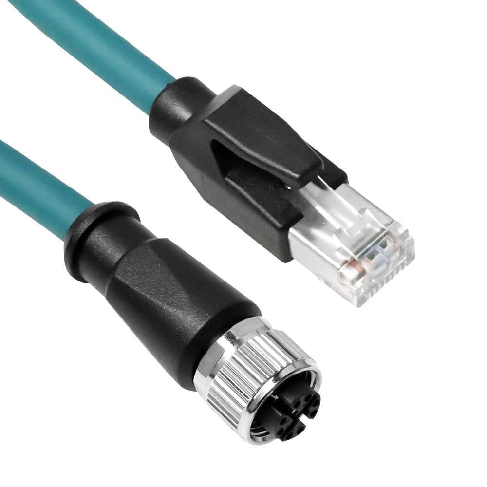 Alvin's Cables M12 X-Code 8 Pin Female to RJ45 Ethernet Cable Cat6a High-Flex Shielded for Cognex Keyence Basler Industrial Automation Fieldbus Module