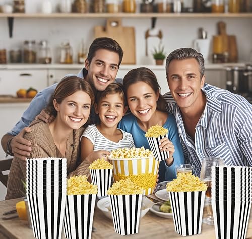 Image of 36 Pcs Black and White Striped Popcorn Boxes 2 x 4.5 x 2.7 inch Mini Popcorn Boxes for Movie Decorations Cardboard Popcorn Container for Party Disposable Snack Popcorn Boxes