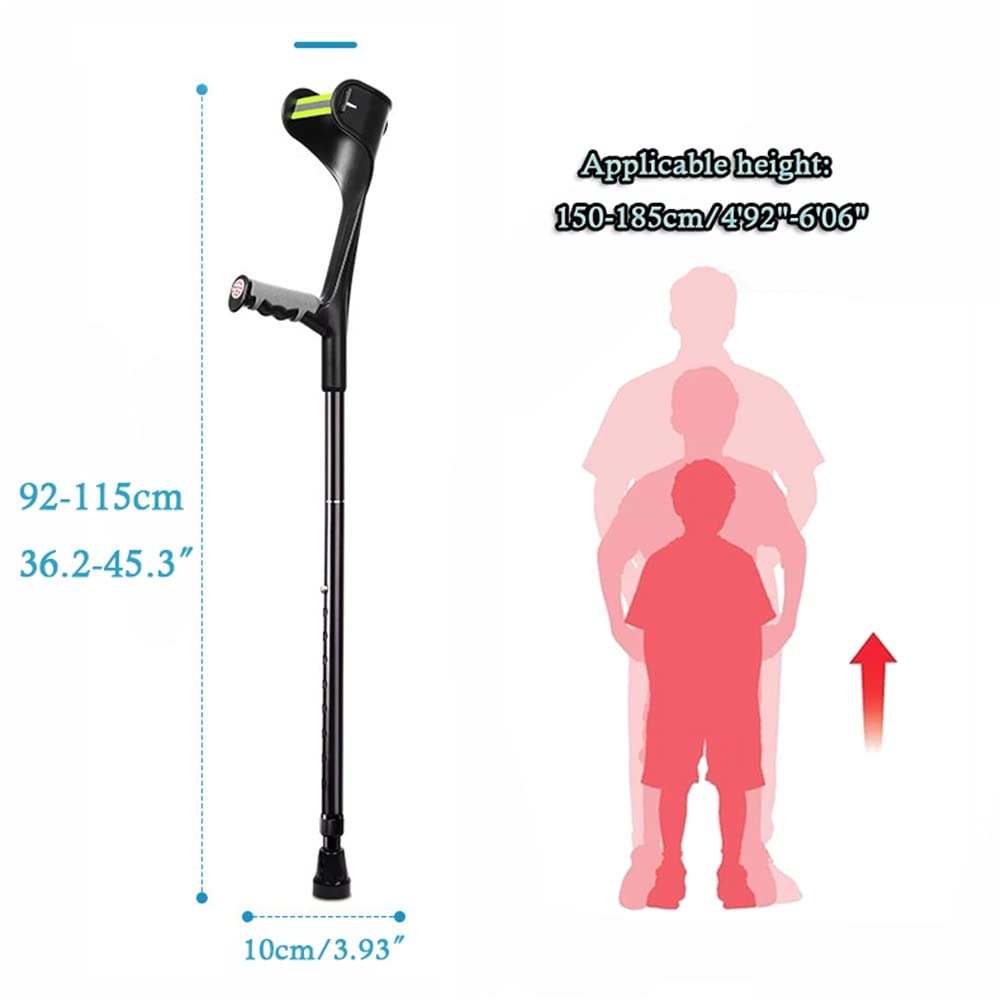 Stampelle Pieghevoli per Avambraccio, Stampelle Regolabili per Adulto con Bracciale Chiuso, Stampelle Ortopedico Ergonomiche (Color : Zwart, Size : 1 Count)