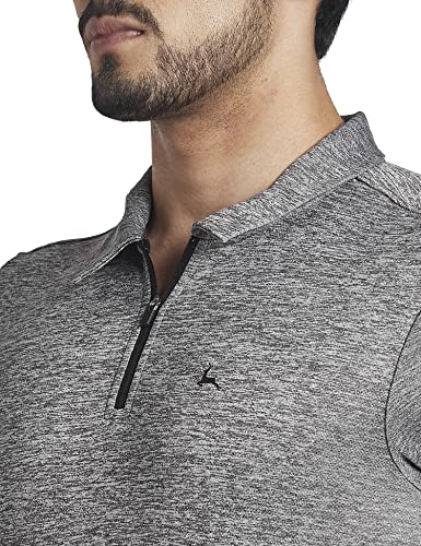 Image of Parx Men's Pure Polyester Solid Pattern Regular Fit Polo Neck Half Sleeve Casual T-Shirt