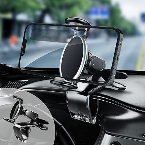 DMJWAN Support de téléphone de Voiture , rétroviseur Multifonction pour Tableau de Bord de Voiture avec Pince à Ressort réglable à 360 °, adapté aux Smartphones de 4 à 7 Pouces Cover