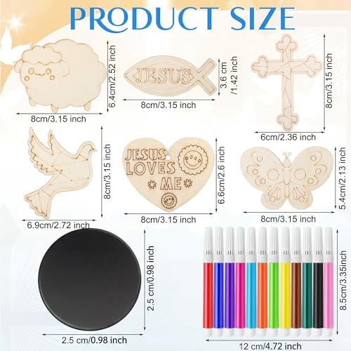 Blueweenly 24 Pack Wooden Religious Crafts Magnets Sunday School Bible by Blueweenly - Image 2