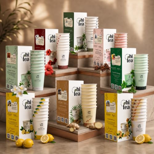 Image of HI TEA Lemon Honey Green Tea | Just Add Hot Water | Instant Green Tea Cups | 8 Cups /Box