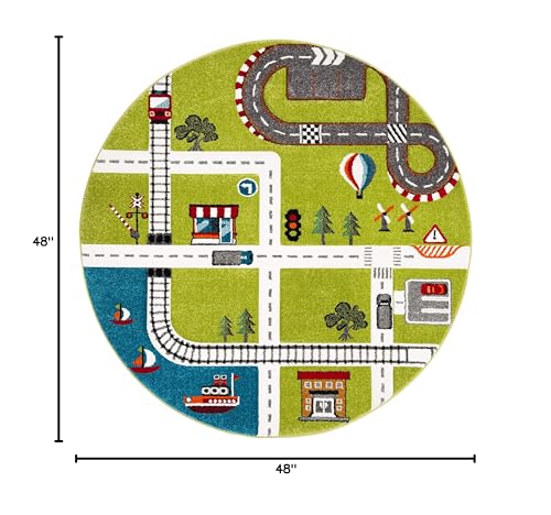 Tapete redondo SAFAVIEH 4' verde ecru para niños miniatura 2