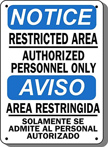 Tiukiu Señal de Aviso de área restringida autorizada Solo Personal Cartel de...