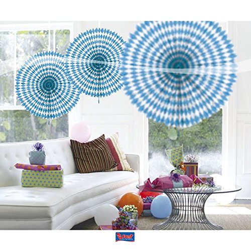 Folat - fan Honeycomb - 45 cm - White & Blue