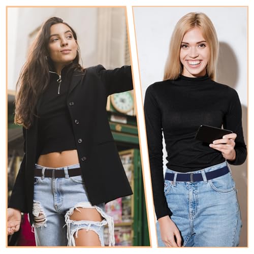 cobee 4 Pcs Invisible Elastic Belts for Women, Adjustable Stretch Belt No Show Waist Belts Flat Buckle Belt for Jeans Dresses Pants2