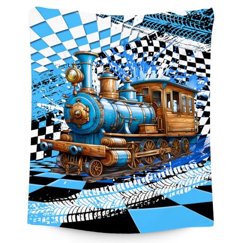 Kids Blanket, Train Blanket for Boys, Car Theme Throw Gifts for Boys, Cozy Flannel Throw for Bedroom & Living Room, 60"x80"